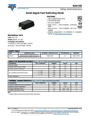 BAS16D-HE3-08 Datasheet PDF Vishay Semiconductors