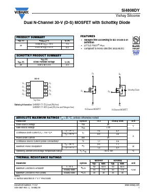 SI4808DY Datasheet PDF Vishay Semiconductors