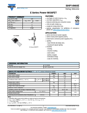 SIHP14N60E Datasheet PDF Vishay Semiconductors