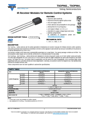 TSOP984 Datasheet PDF Vishay Semiconductors