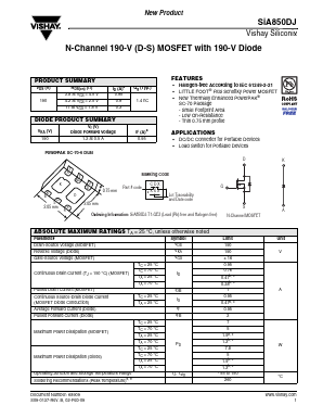 SIA850DJ-T1-GE3 Datasheet PDF Vishay Semiconductors