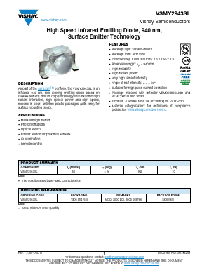 VSMY2943SL Datasheet PDF Vishay Semiconductors