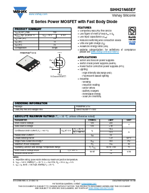 SIHH21N65EF Datasheet PDF Vishay Semiconductors