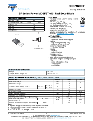 SIHG21N60EF-GE3 Datasheet PDF Vishay Semiconductors