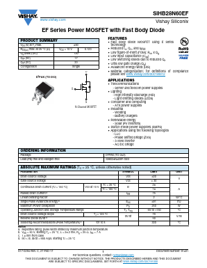 SIHB28N60EF-GE3 Datasheet PDF Vishay Semiconductors