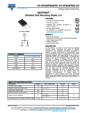 HFA08PB60-N3 Datasheet PDF Vishay Semiconductors
