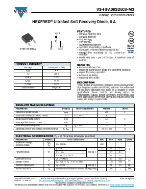 HFA08SD60S-M3 Datasheet PDF Vishay Semiconductors
