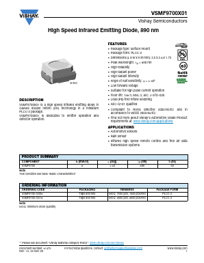VSMF9700-GS08 Datasheet PDF Vishay Semiconductors