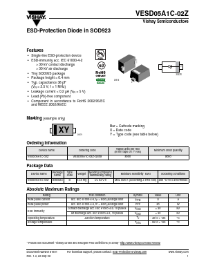 VESD05A1C-02Z Datasheet PDF Vishay Semiconductors