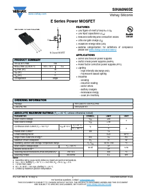 SIHA6N65E Datasheet PDF Vishay Semiconductors