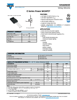 SIHA6N65E Datasheet PDF Vishay Semiconductors