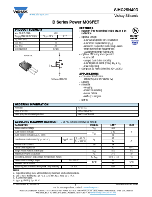 SIHG25N40D Datasheet PDF Vishay Semiconductors