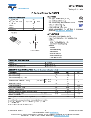 SIHG73N60E-E3 Datasheet PDF Vishay Semiconductors