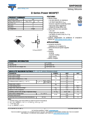 SIHP5N50D-GE3 Datasheet PDF Vishay Semiconductors