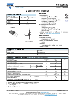 SIHG32N50D-E3 Datasheet PDF Vishay Semiconductors