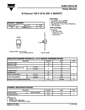SUM110N10-09 Datasheet PDF Vishay Semiconductors