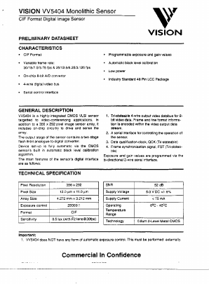 VV5404 Datasheet PDF Vision