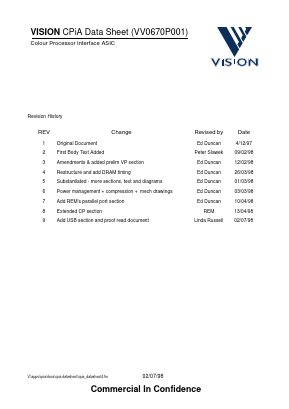 VV0670P001 Datasheet PDF Vision