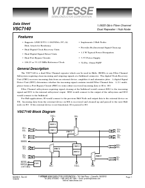 VSC7140QJ Datasheet PDF Vitesse Semiconductor