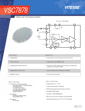 VSC7878 Datasheet PDF Vitesse Semiconductor