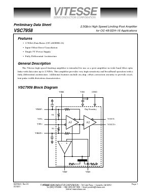 VSC7958 Datasheet PDF Vitesse Semiconductor