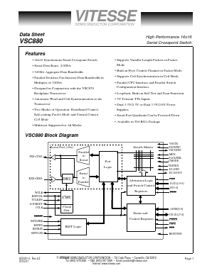 VSC880 Datasheet PDF Vitesse Semiconductor