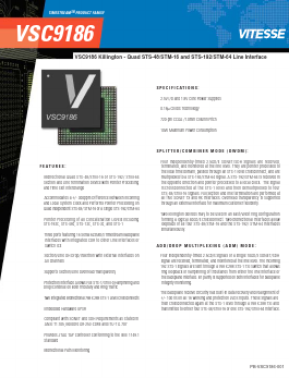 VSC9186 Datasheet PDF Vitesse Semiconductor