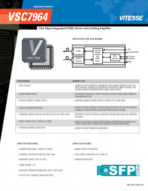 VSC7964 Datasheet PDF Vitesse Semiconductor
