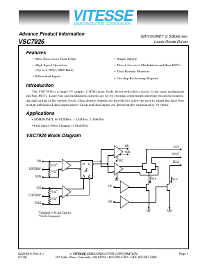VSC7926 Datasheet PDF Vitesse Semiconductor