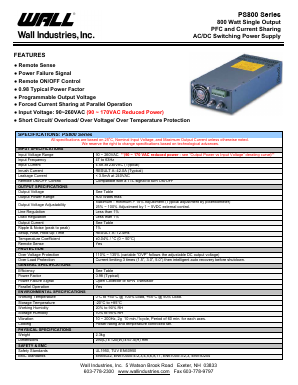 PS800 Datasheet PDF Wall Industries,Inc.
