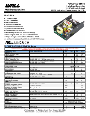 PSSUU150-111 Datasheet PDF Wall Industries,Inc.