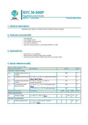 BYC30-600P Datasheet PDF WeEn Semiconductors