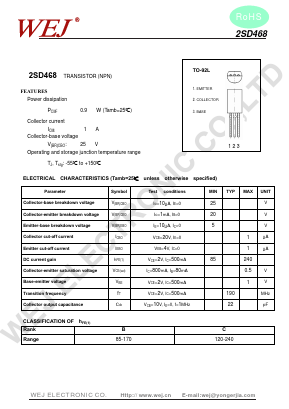 2SD468 Datasheet PDF WEJ ELECTRONIC CO.