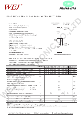FR153G Datasheet PDF WEJ ELECTRONIC CO.