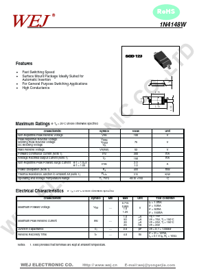 1N4148W Datasheet PDF SHENZHEN YONGERJIA INDUSTRY CO.,LTD