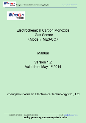 ME3-CO Datasheet PDF Zhengzhou Winsen Electronics Technology Co., Ltd.