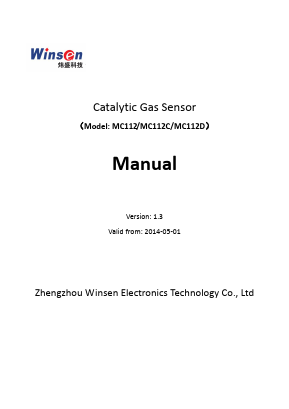 MC112D Datasheet PDF Zhengzhou Winsen Electronics Technology Co., Ltd.