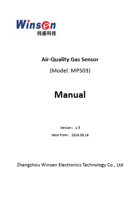 MP503 Datasheet PDF Zhengzhou Winsen Electronics Technology Co., Ltd.