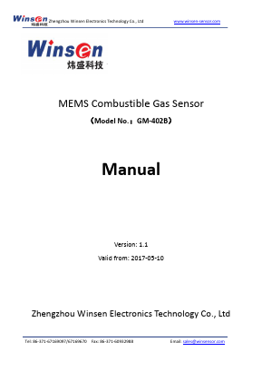 GM-402B Datasheet PDF Zhengzhou Winsen Electronics Technology Co., Ltd.