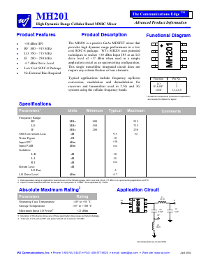 MH201 Datasheet PDF WJ Communications => Triquint