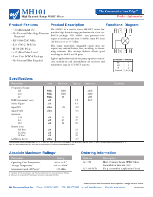 MH101-PCB Datasheet PDF WJ Communications => Triquint