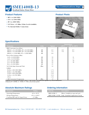 SME1400B-13-PCB Datasheet PDF WJ Communications => Triquint