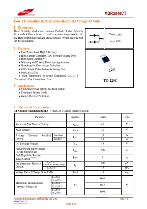 MBR2045CT Datasheet PDF Jiangsu Donghai Semiconductor Technology Co.,Ltd