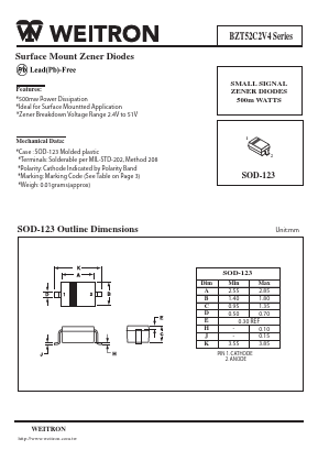 BZT52C39 Datasheet PDF Weitron Technology