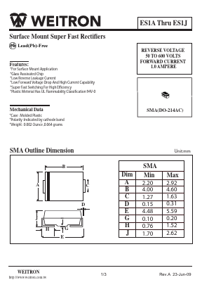 ES1D Datasheet PDF Weitron Technology