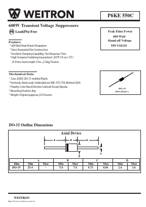 P6KE550C Datasheet PDF Weitron Technology