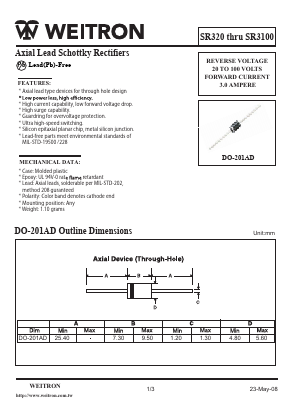 SR320 Datasheet PDF Weitron Technology
