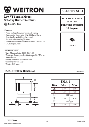 SL12 Datasheet PDF Weitron Technology