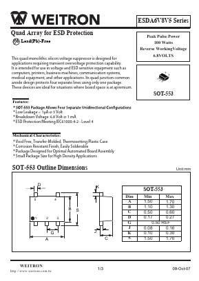 ESDA6V8V5 Datasheet PDF Weitron Technology