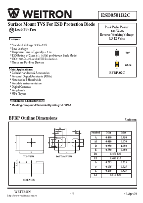 ESD0501B2C Datasheet PDF Weitron Technology
